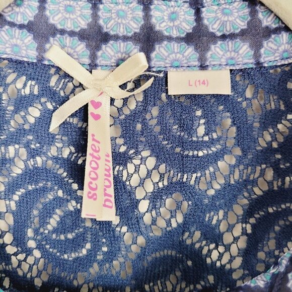 Scooter Brown Big Girls Sz 14 Shirt Button Up Roll Tab Sleeves Lace Details VGC - Picture 7 of 9